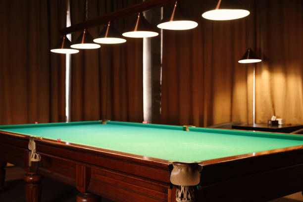 istock Empty green billiard table in club. Pool Game 1793642816