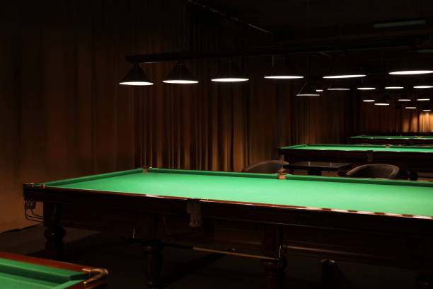 istock Empty green billiard tables in club. Pool Game 1793643337