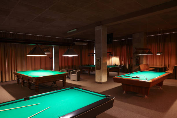 istock Empty green billiard tables in club. Pool Game 1793643861