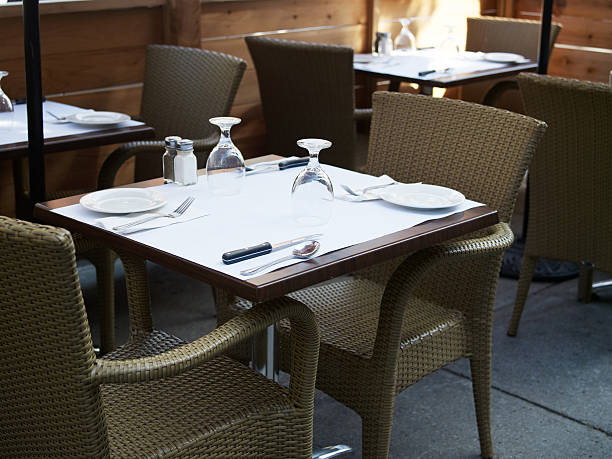 istock Outdoor restaurant with tables and chairs 179365990