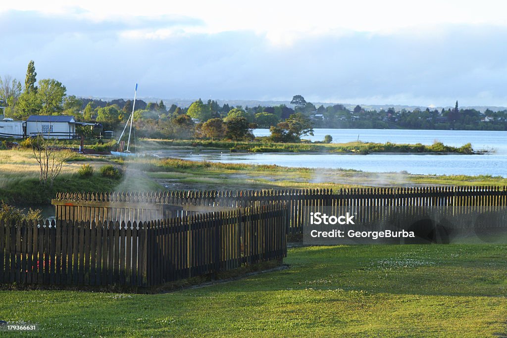 Lake shore A lake shore with hot springs in Rotorua, North Island, New Zealand Australasia Stock Photo