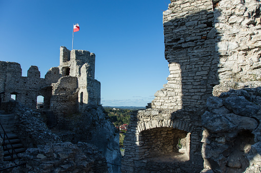 Podzamcze, Poland, October-08-2023. Ruins of the \