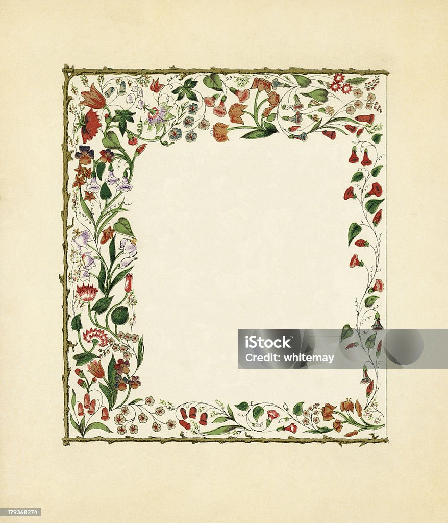 Quadro floral com creepers vitoriana - Ilustração de Moldura de Quadro - Composição royalty-free
