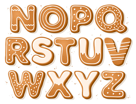 Gingerbread cookies alphabet
