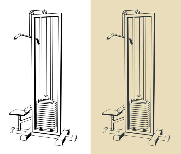 illustrazioni stock, clip art, cartoni animati e icone di tendenza di macchina pulldown lat - latissimus dorsi illustrations