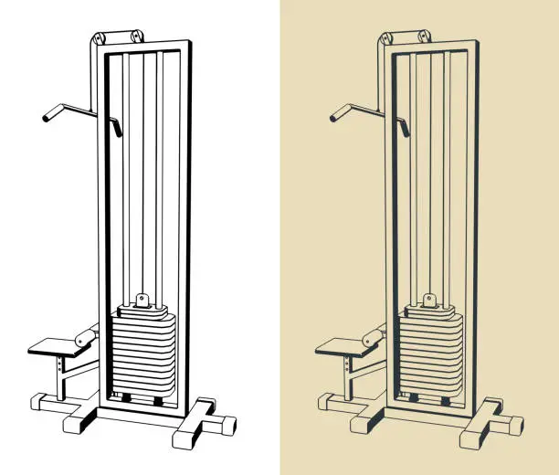 Vector illustration of Lat pulldown machine