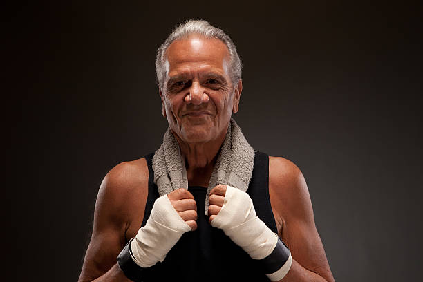 Senior fighter with a towel
