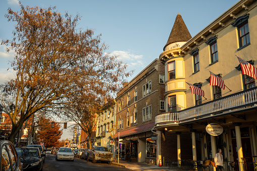 Main street in downtown Warsaw, Indiana, USA