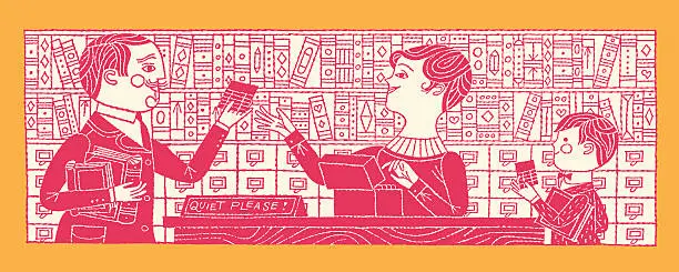 Vector illustration of People in The Library