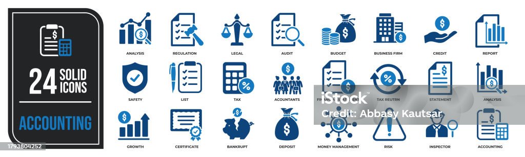 Accounting solid icons collection. Containing financial statement, inspecting, report, analysis etc icons. For website marketing design, logo, app, template, ui, etc. Vector illustration. Icon Symbol stock vector Accounting solid icons collection. Containing financial statement, inspecting, report, analysis etc icons. For website marketing design, logo, app, template, ui, etc. Vector illustration. Icon Symbol stock vector