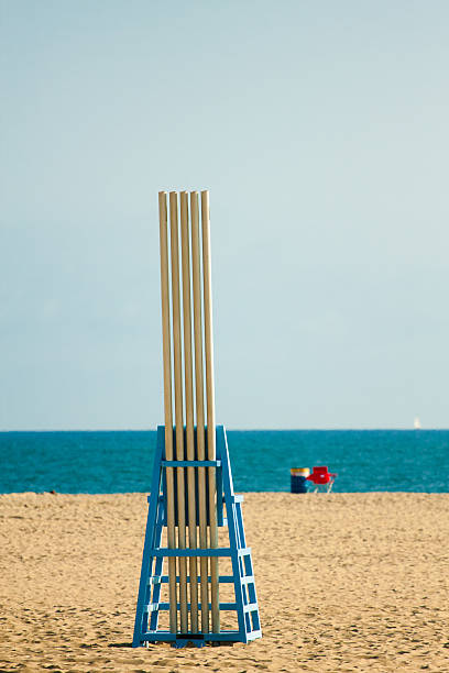 istock Lifeguard chair on beach 179380527