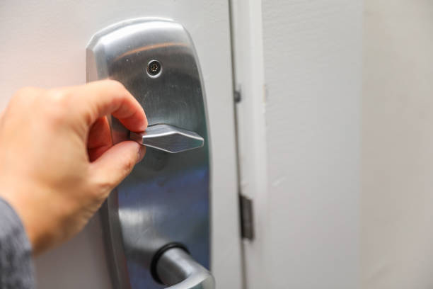 istock door lock, embodying security and access control. The polished metal and intricate design convey a sense of modern protection for homes and businesses 1793805314