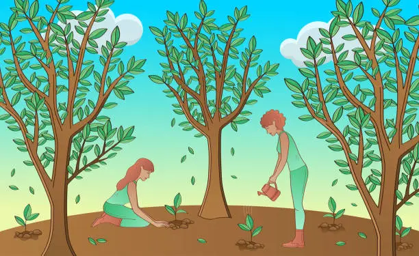 Vector illustration of Reforestation