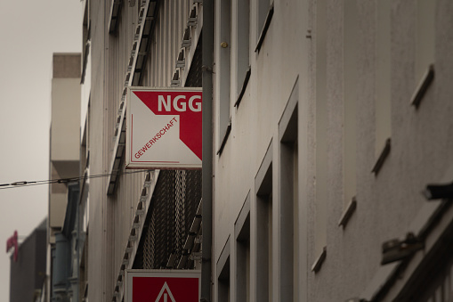 Picture of a sign with the logo of NGG on their office for Cologne, Germany. The Food, Beverages and Catering Union (German: Gewerkschaft Nahrung-Genuss-Gaststätten, NGG) is a trade union in Germany. It has a membership of 205,900 and is one of eight industrial affiliates of the German Confederation of Trade Unions.