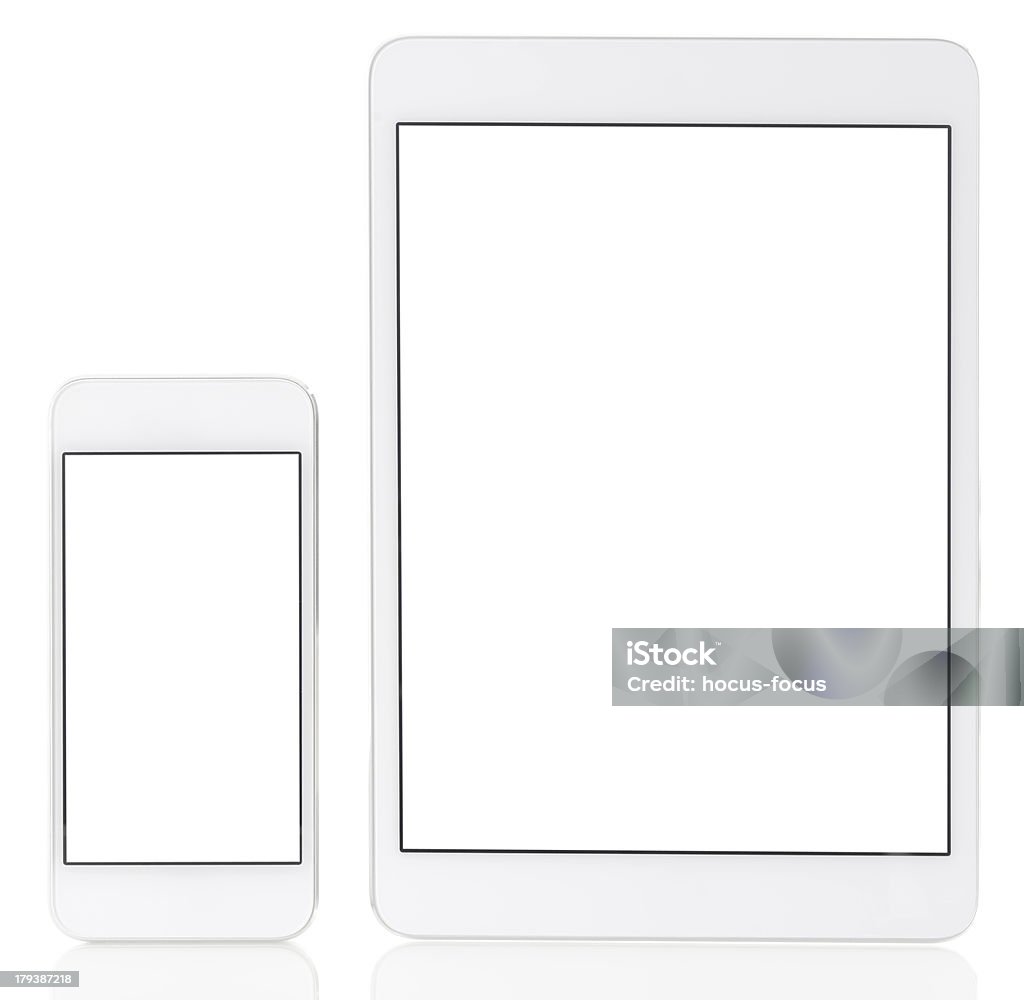 Tela Branca em branco tablet pc e smartphone - Foto de stock de Aplicação móvel royalty-free