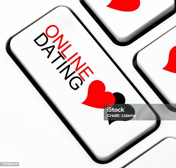 Online Dating Button With Heart Shaped Talk Cloud Stock Photo - Download Image Now - Backgrounds, Black Color, Close-up