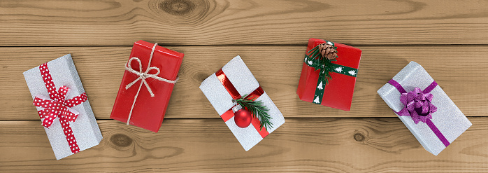 Celebration atmosphere and preparation for Christmas and New Year. Flat lay. Winter holiday Header for a website, online store, blog, article.