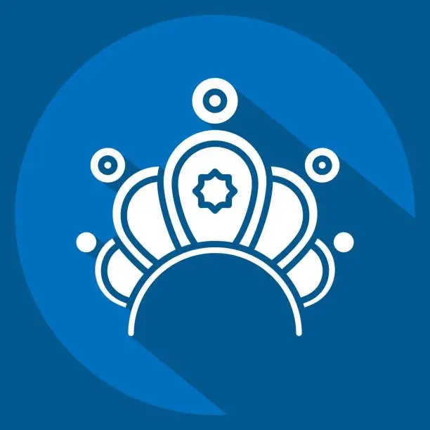 Vector illustration of Icon Crown. related to Indigenous People symbol. long shadow style. simple design editable. simple illustration