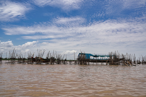 Floating homes on Tonle Sap Lake -  Largest fresh water lake in Cambodia at Siem Reap, Cambodia, Asia