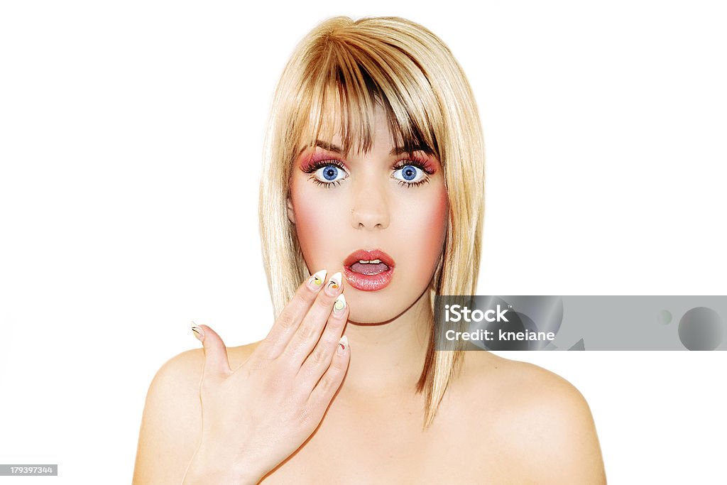 Blonde woman Portrait of sexy caucasian young woman with beautiful blue eyes. Isolated on white background. 20-29 Years Stock Photo