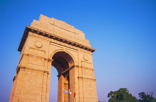 The sandstone India Gate, New Delhi, India, built to commemorate Indian soldiers who died in World War I