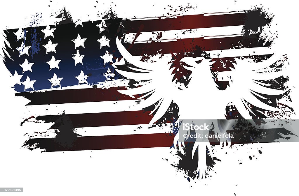 Grunge de bandera estadounidense con Eagle - arte vectorial de Águila libre de derechos
