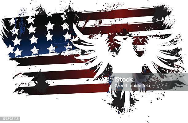 Ilustración de Grunge De Bandera Estadounidense Con Eagle y más Vectores Libres de Derechos de Águila - Águila, Bandera, Pluma de ave