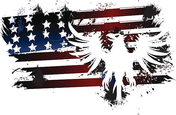 Grunge American Flag with Eagle Grunge American Flag with Eagle feather flag stock illustrations