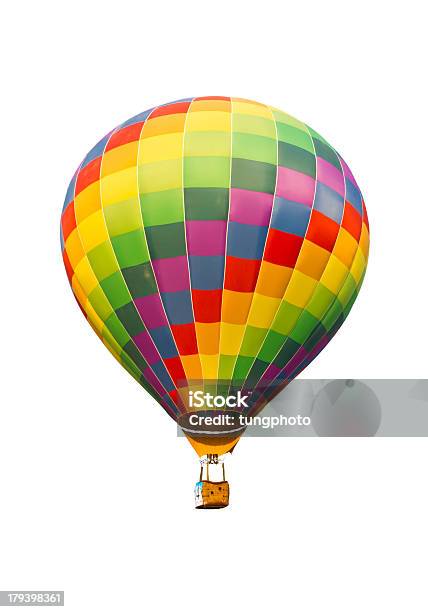Foto de Colorido Balão De Ar Quente Isolado No Fundo Branco e mais fotos de stock de Aventura