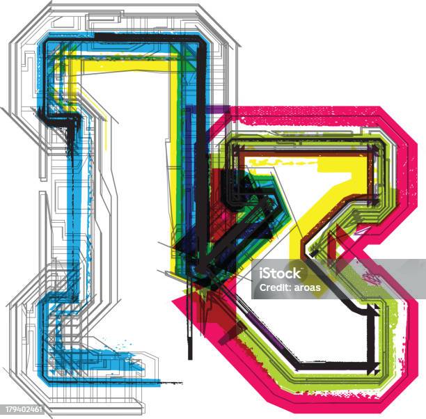 Colorato Grunge Carattere Lettera K - Immagini vettoriali stock e altre immagini di Alfabeto - Alfabeto, Calligrafia, Carattere tipografico