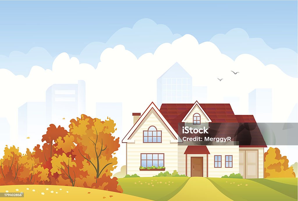 Autunno cottage - arte vettoriale royalty-free di Casa