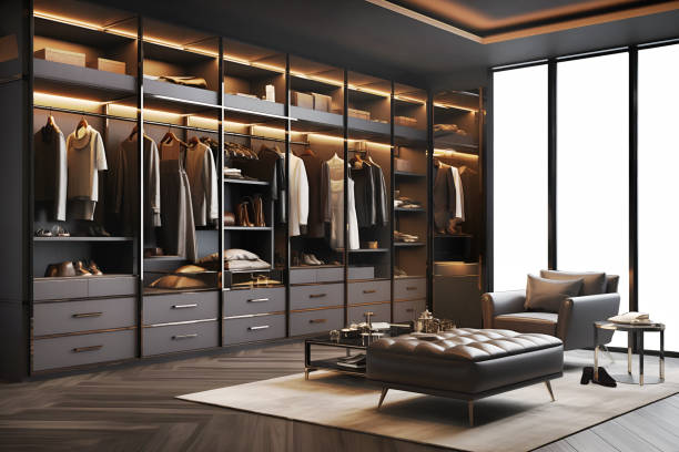istock luxury modern wood walk in closet with wardrobe 1794040236