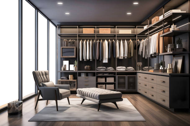 istock luxury modern wood walk in closet with wardrobe 1794040242