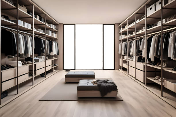 istock luxury modern wood walk in closet with wardrobe 1794040544