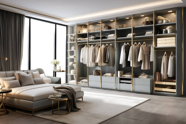 istock luxury modern wood walk in closet with wardrobe 1794040767