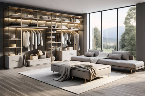 istock luxury modern wood walk in closet with wardrobe 1794040770