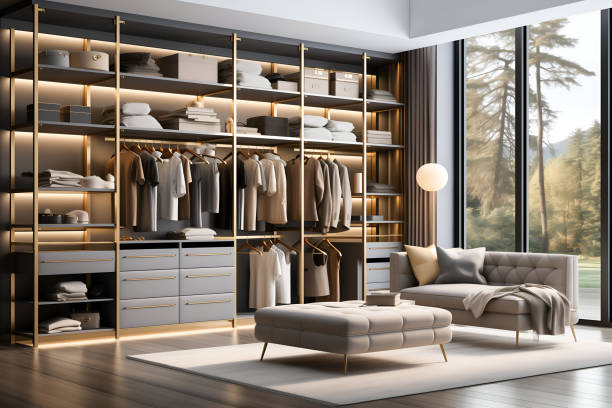 istock luxury modern wood walk in closet with wardrobe 1794040772