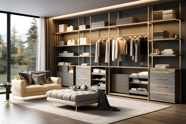 istock luxury modern wood walk in closet with wardrobe 1794040777