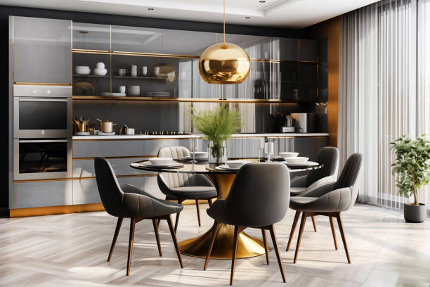 istock modern luxury kitchen with wood built in 1794041313