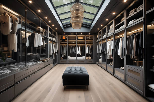 istock luxury modern wood walk in closet with wardrobe 1794041316