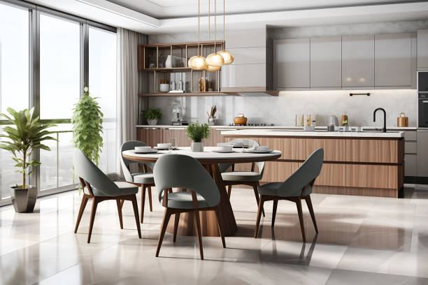 istock modern luxury kitchen with wood built in 1794041325