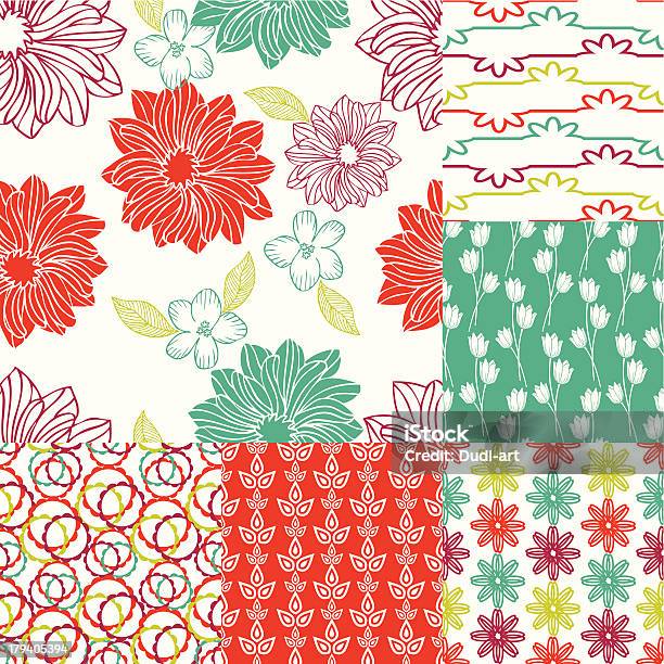 Retro Style Floral Backgrounds Set Stock Illustration - Download Image Now - Abstract, Backgrounds, Beauty In Nature