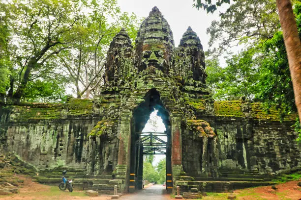 Angkor Thom - City established by Jayavarman VII with Bayon temple at center at Siem Reap, Cambodia, Asia