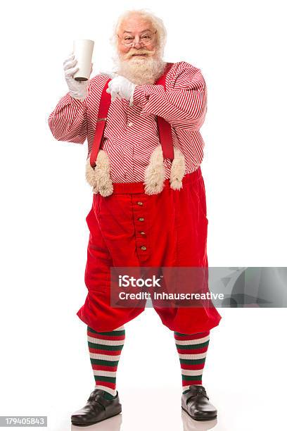 Imagens De Vintage Reais Santa Claus Segurando E Caneca De Café - Fotografias de stock e mais imagens de Adulto