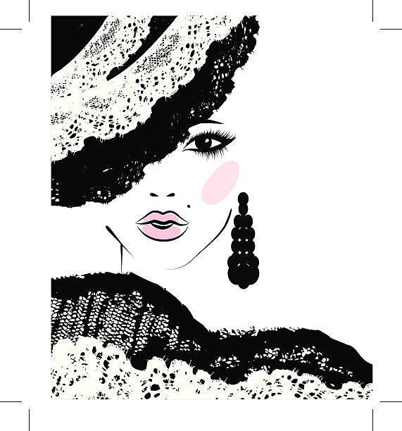 istock girl with in a lace hat, fashion illustration 179406028