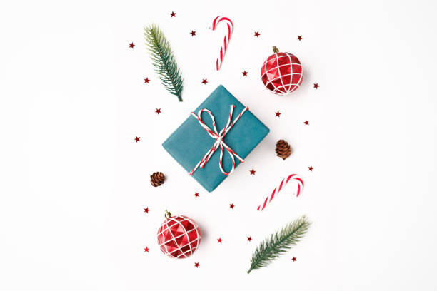 istock Christmas gift with decorations on white background 1794068813
