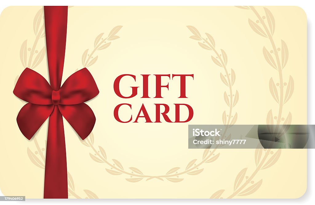 Geschenk/Rabatt/Business card template (Gutschein, ticket). Rote Schleife Band - Lizenzfrei Geschenkgutschein oder Geschenkkarte Vektorgrafik
