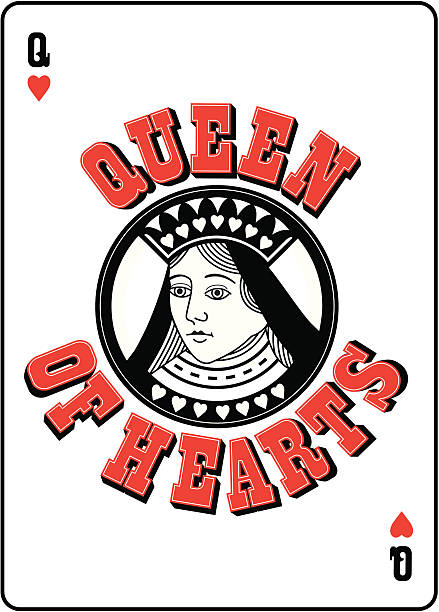 Queen of Hearts with lettering vector art illustration