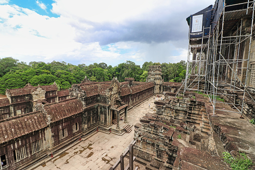 View from the highest point of the Angkor Wat temple complex at Siem Reap, Cambodia, Asia