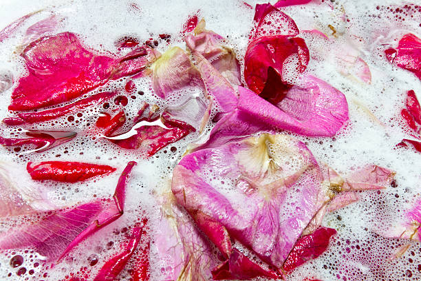 istock Rose petals underwater with water and foam bubbles 179409920